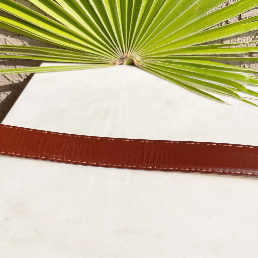 TALBOTS Brown Leather & Tan Leopard Calf Hair Belt - Picture 4 of 5